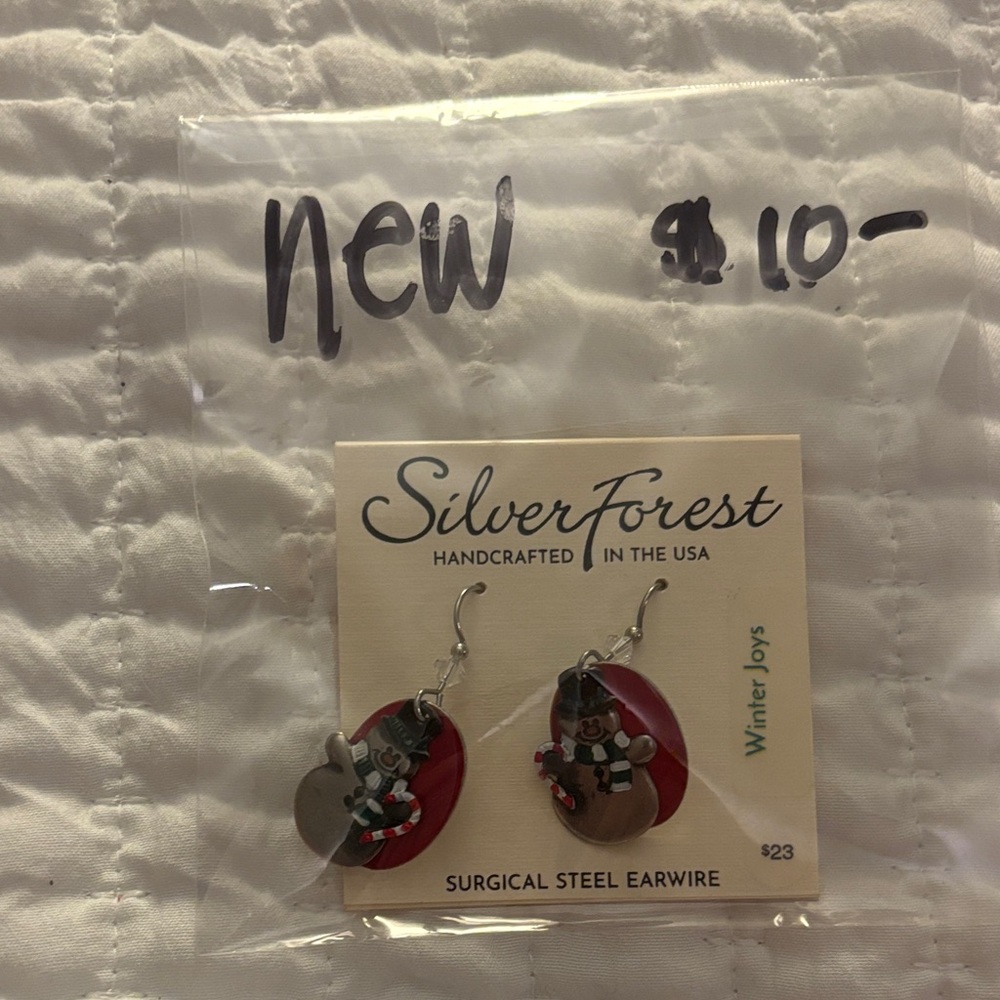Silver Forest Festive Red and Silver Earrings